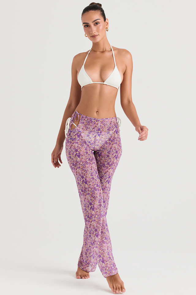 'Keala' Violet Floral Cutout Trousers